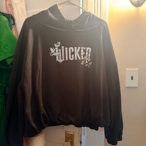 Wicked Graphic Cropped Hoodie - Black